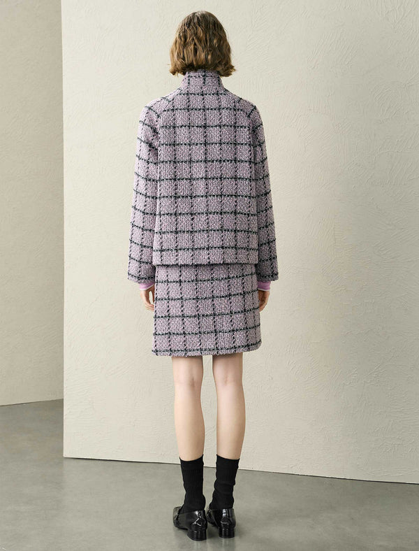 Tweed Plaid Wool-Blend Jacket