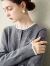 Lace-Trimmed Wool Cardigan