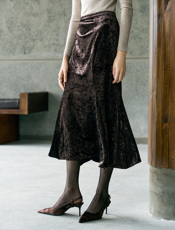 Velvet Mermaid Midi Skirt
