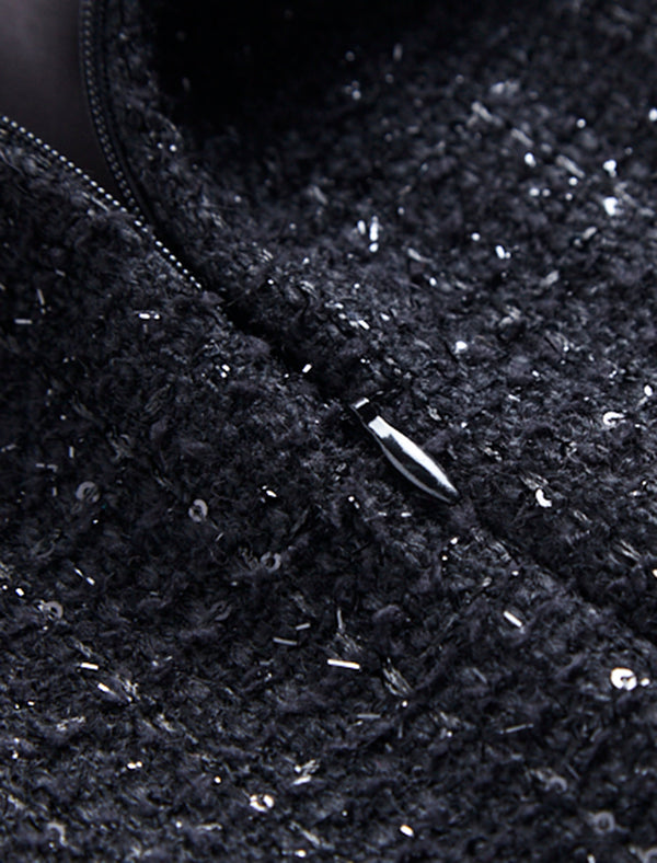 Black Slim Fit Wool Midi Pencil Skirt