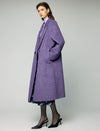 Wool Blend Notched-Lapel Double-Breasted Relaxed Long Coat