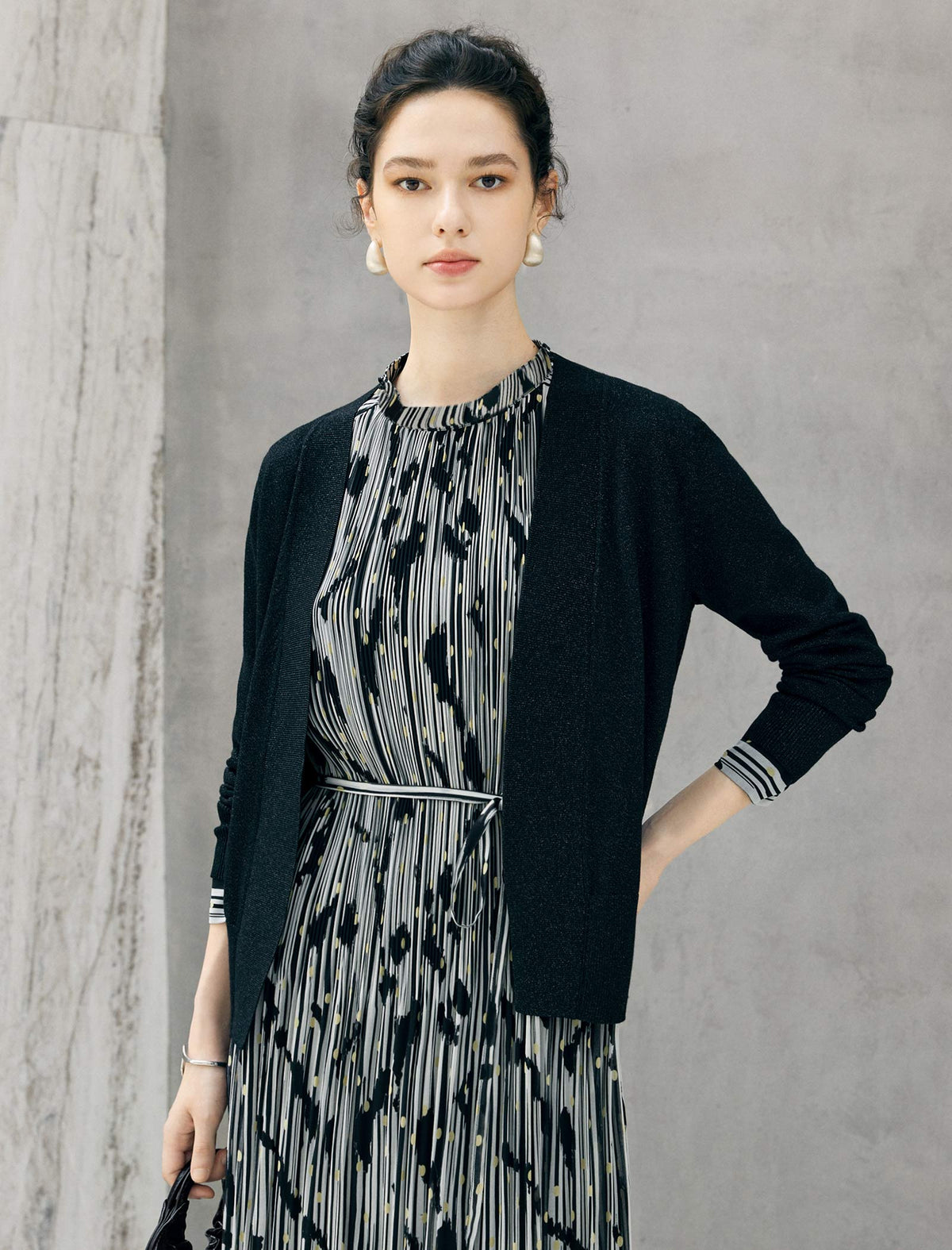 Wool Blend V-Neck Button Long Sleeve Cardigan