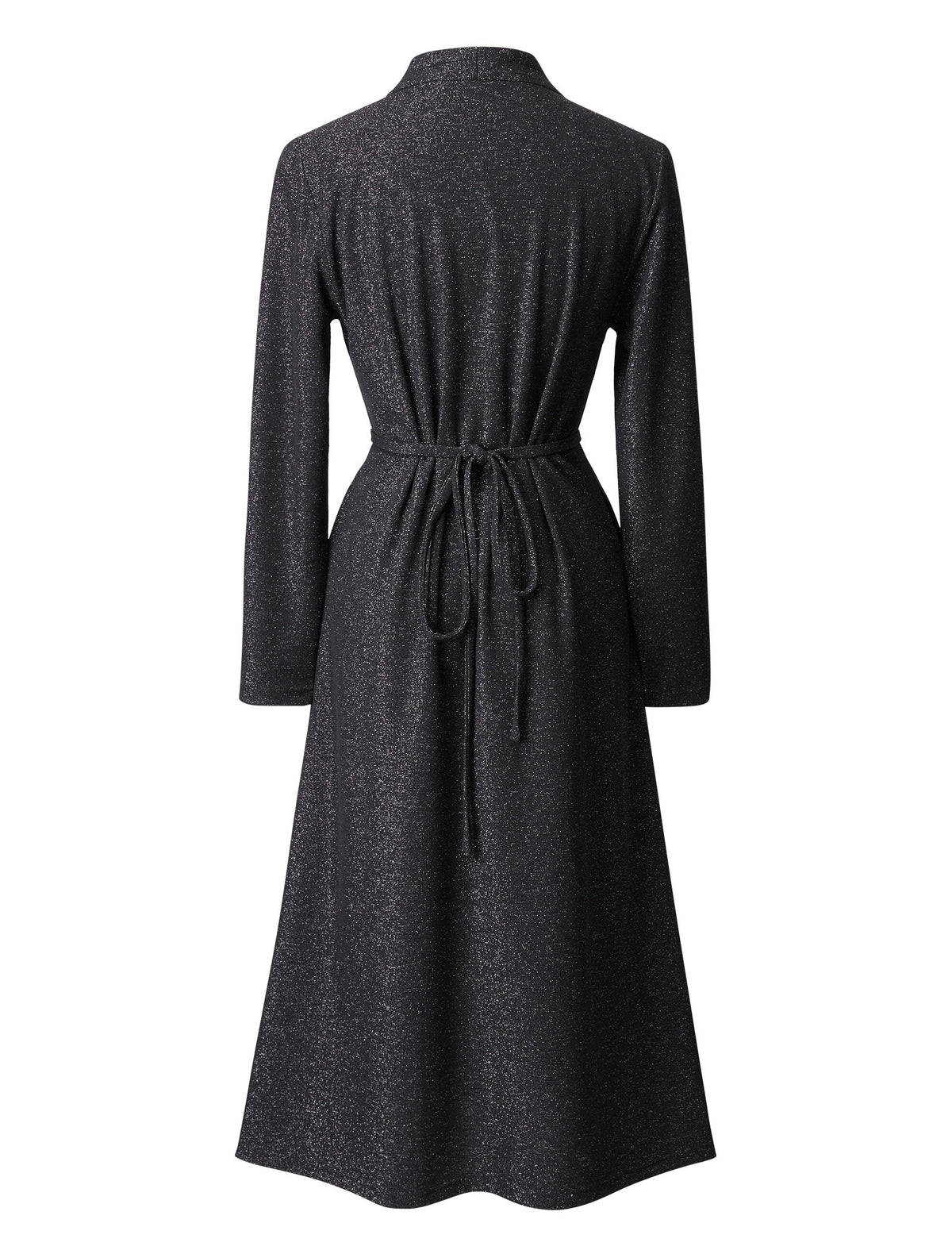 Glitter V-Neck Wrap Midi Dress