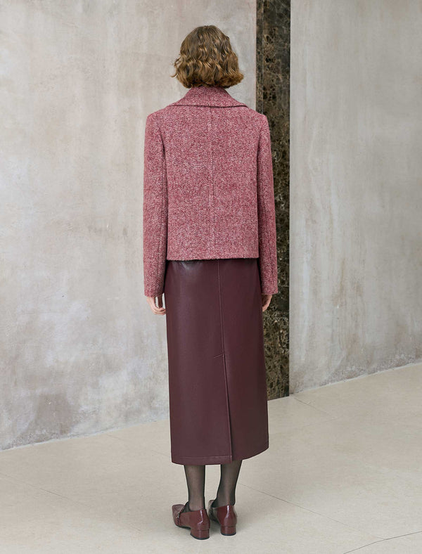 Wool-Blend Double-Breasted Lapel Jacket