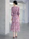 Elastic Waist Floral Chiffon Dress