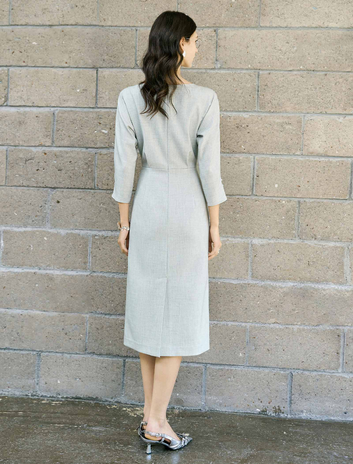 Boat Neck Midi Sheath Dress