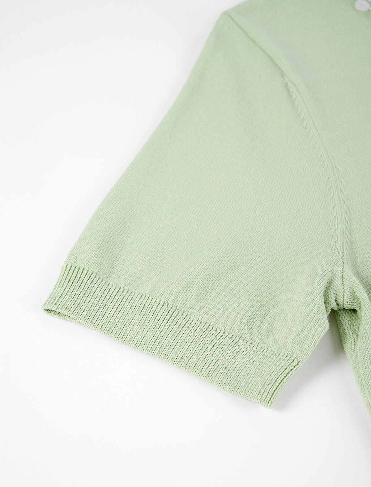 Light Green Sequin-Collar Short Sleeve Cardigan
