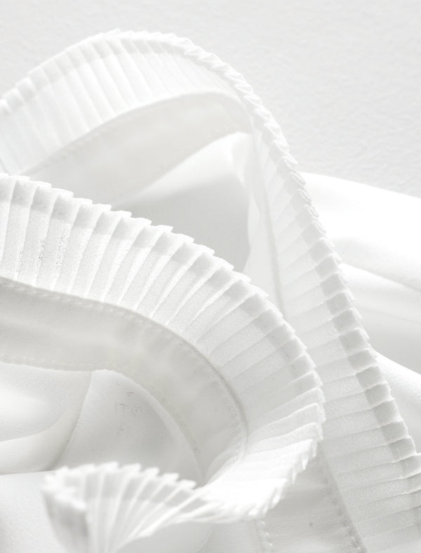 Frill Mock Neck Semi-Sheer Sleeve Blouse