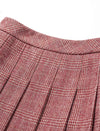 Red Plaid Pleated A-Line Midi Skirt