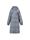 Hooded Quilted Zip-Front Ribbed-Cuff Long Puffer Coat