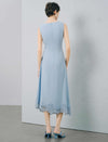 Light Blue Lace Detail Sleeveless Midi Dress
