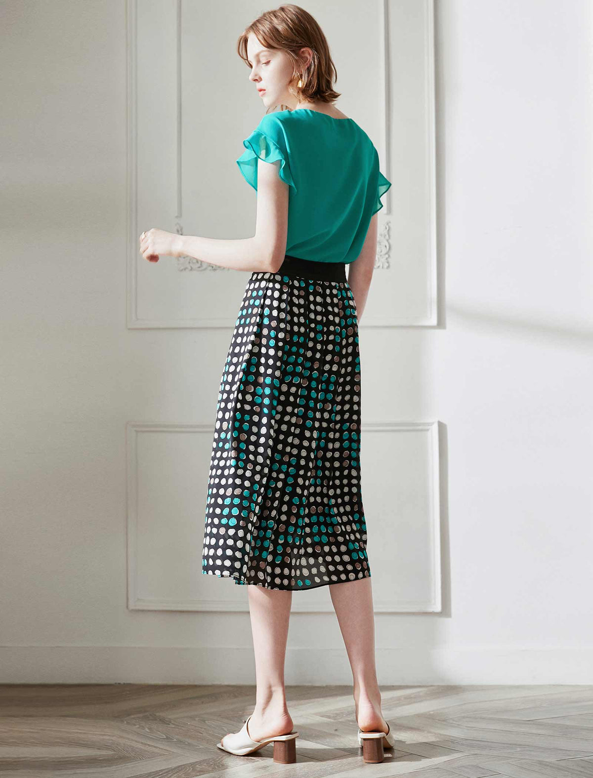 Silk Polka Dot Skirt