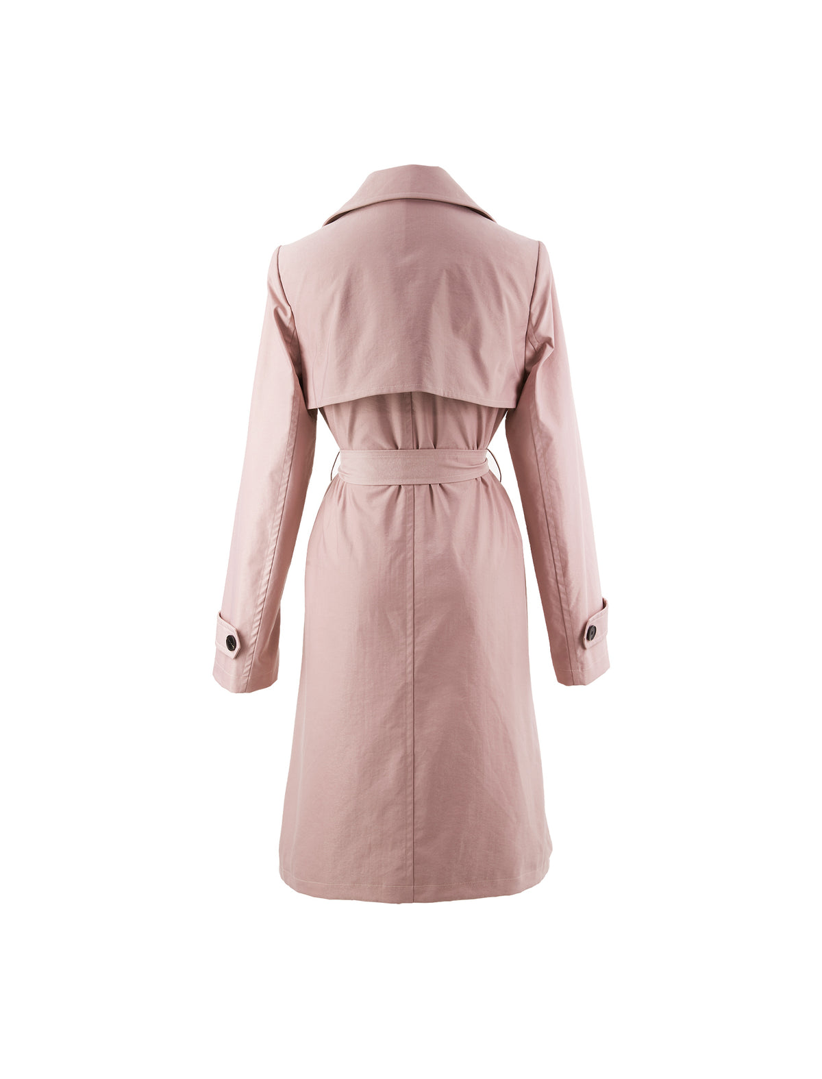 Long Sleeve Double-Breasted Belted A-Line Trench Coat