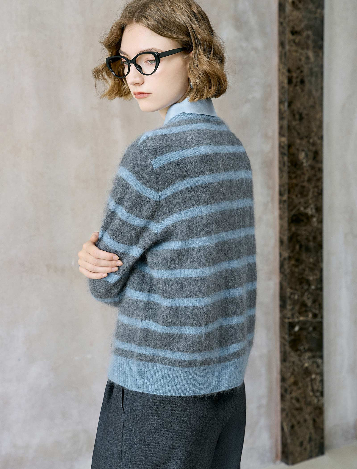 100% Wool Striped Cardigan