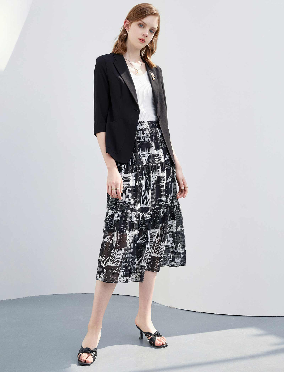Vintage Print A-Line Skirt