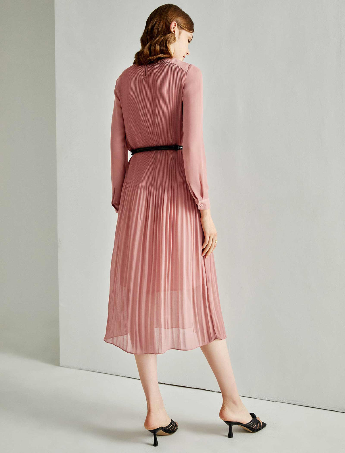 Brandy Rose Pleated Midi Dress