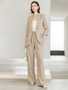 Linen Blend High Waisted Wide Leg Pants