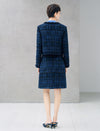 Wool Blend Metallic Plaid High-Waist Straight Knee-Length Skirt