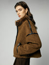 Contrast-Trim Zip-Front Cropped Moto Jacket