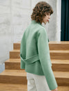 Wool Blend Button-Front Cropped Jacket