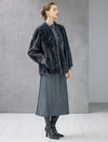 Ruched Stand-Collar Long Sleeve Fitted Dress