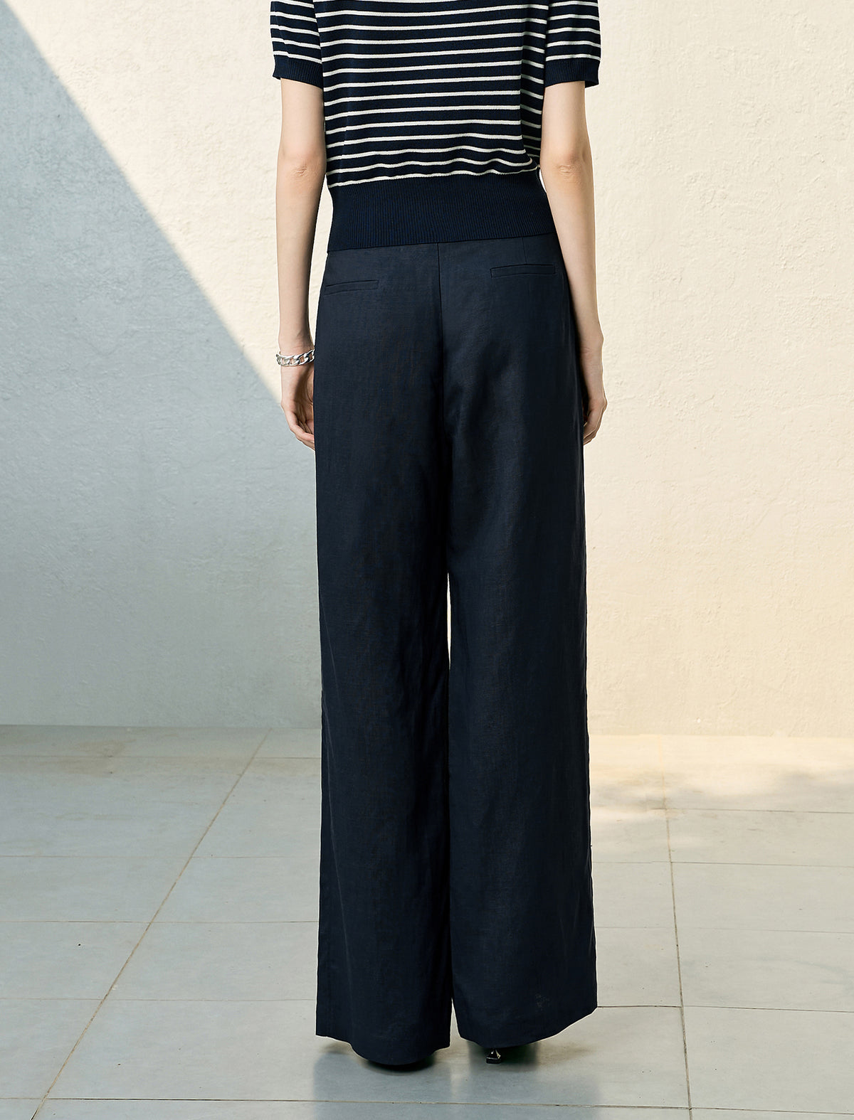 High Waisted Linen Blend Wide Leg Pants