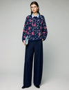 Wool Blend High-Waist Crease-Front Wide-Leg Pants