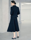 Wool Blend Notched-Lapel Three-Button Cropped Jacket