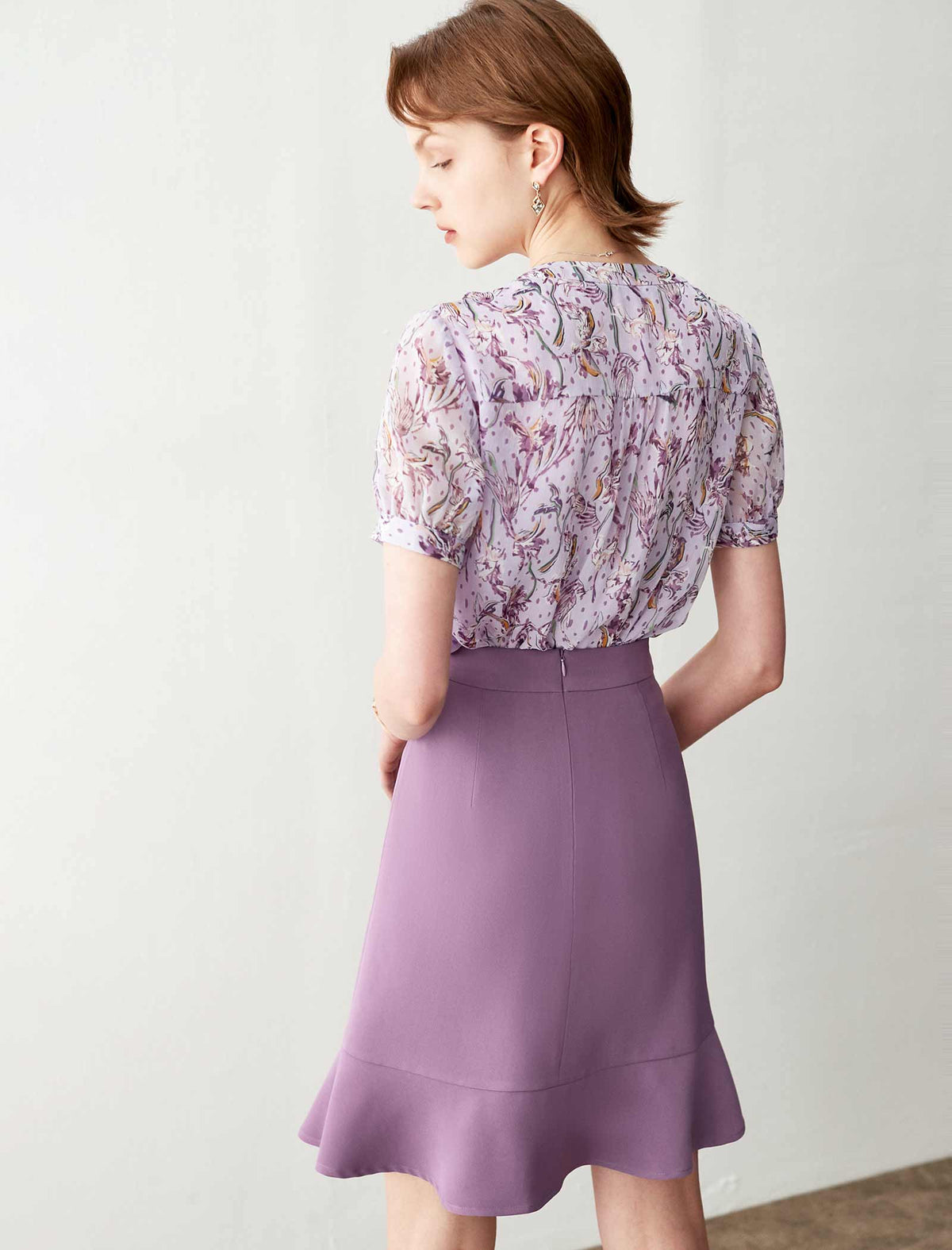 Short Sleeve Floral Chiffon Top
