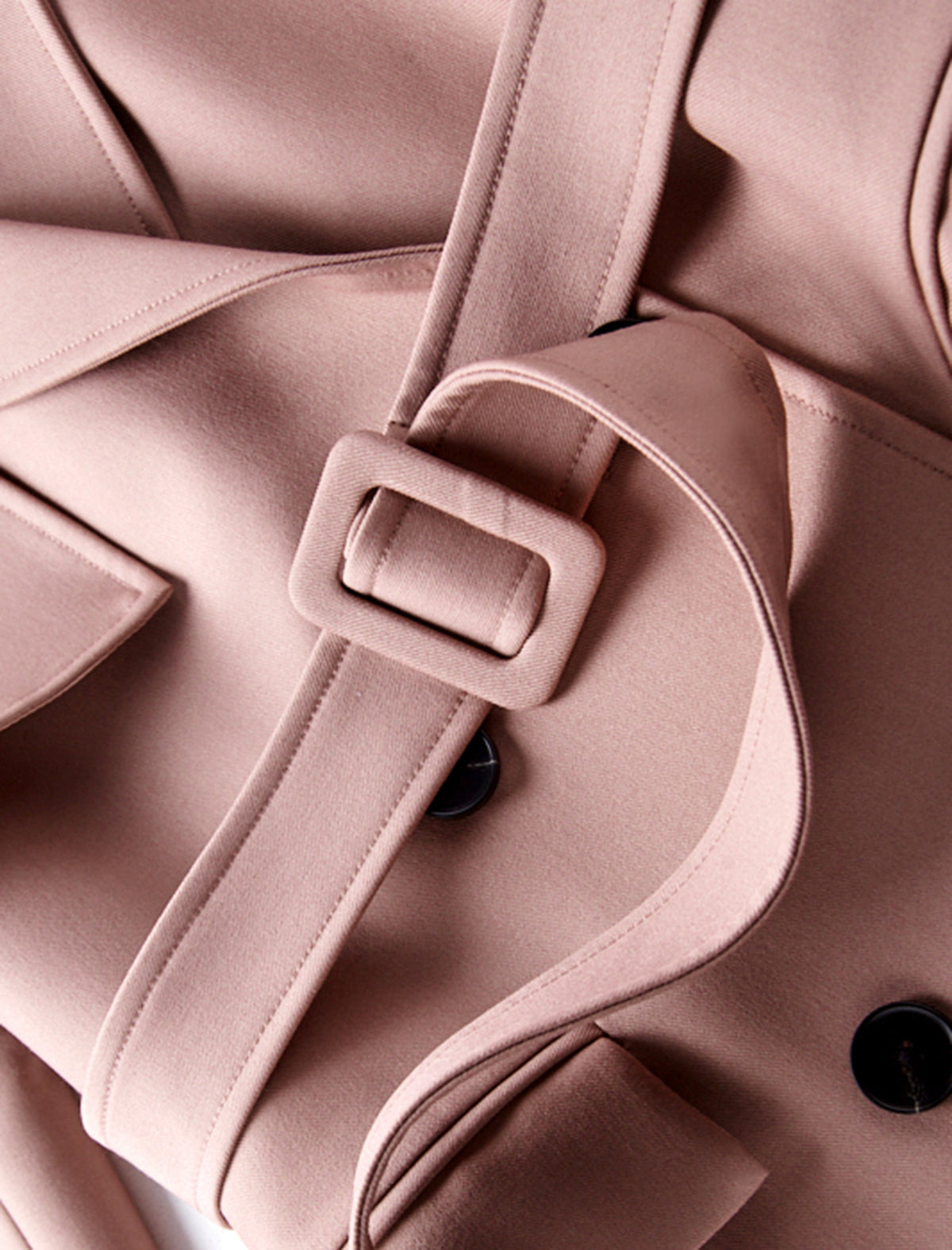 Gathered Waist Double-Breasted Trench Coat