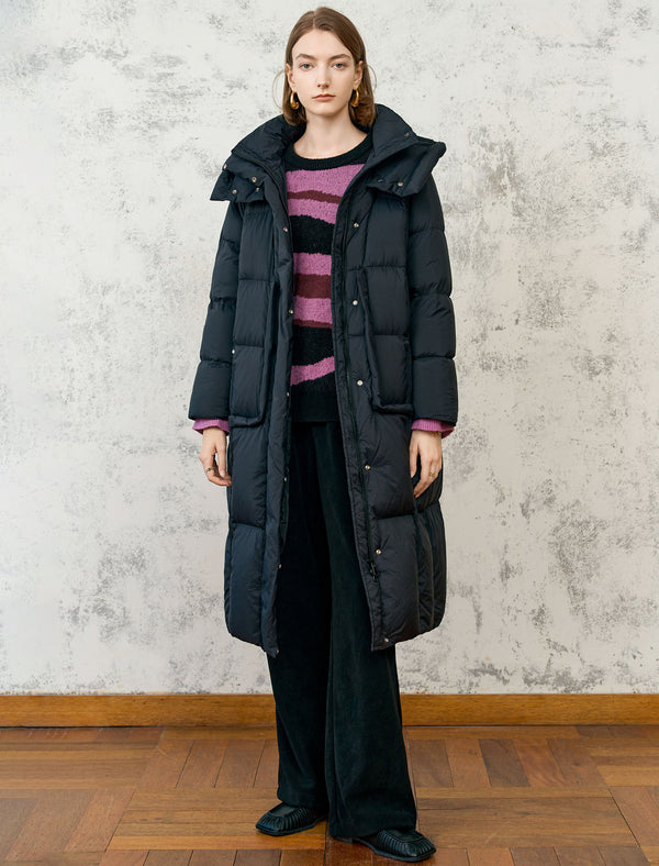 Removable Hooded Long Down Coat