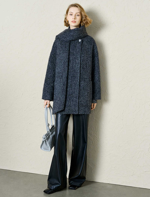 Wool-Suri Alpaca Blend Coat with Matching Scarf