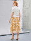 Yellow Gardenia Burnout Floral Midi Skirt