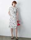 Keyhole Neck Floral Print Midi Dress
