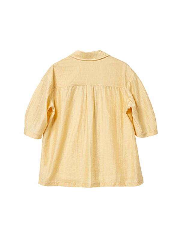 Fake Two-Piece Half-Placket Collared Blouse