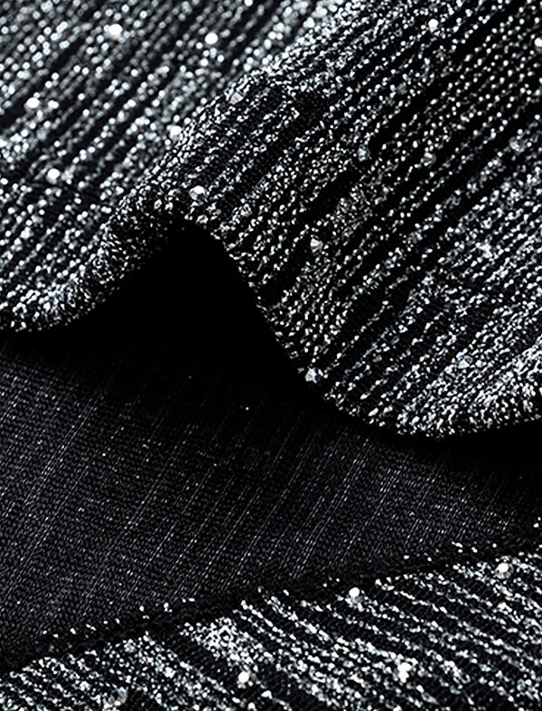 Glittery Wrap-Front Long Sleeve Top