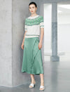 Sage Green Embossed Satin Wrap Midi Skirt