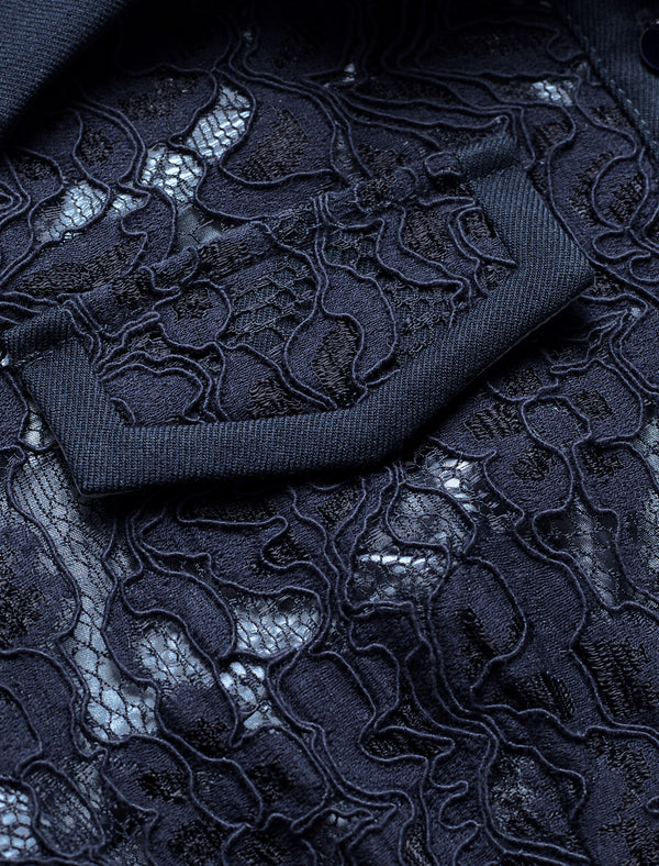 Navy Blue Lace Shirt Dress