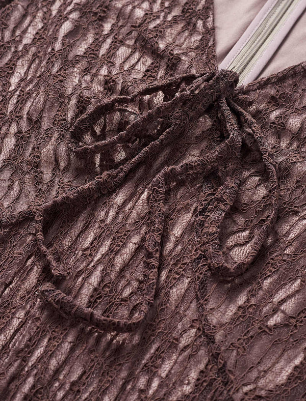 Lace Front Tie Maxi Dress