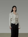 Twist Front Satin Blouse