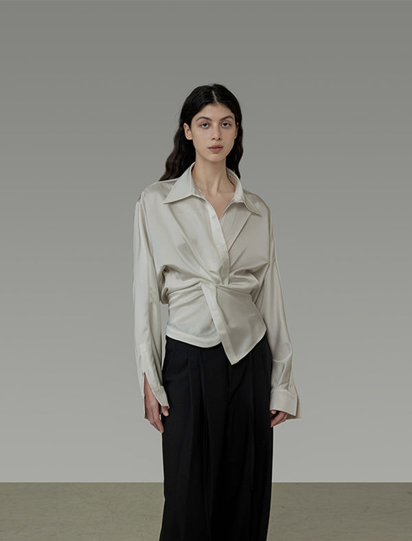 Twist Front Satin Blouse