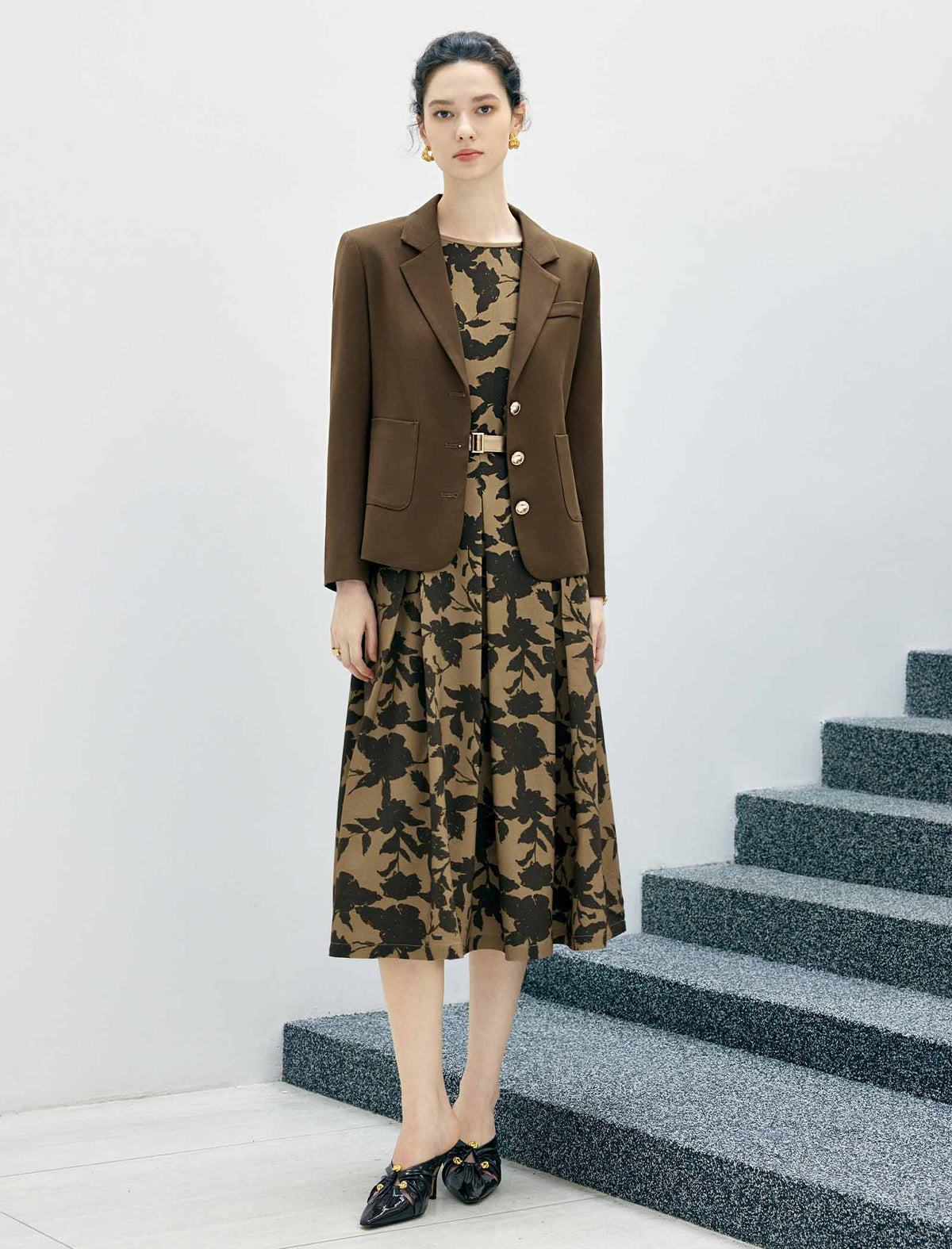 Double Breasted Notched Lapel Tailored Blazer