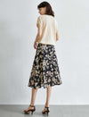 Vintage Floral Chiffon A-Line Skirt