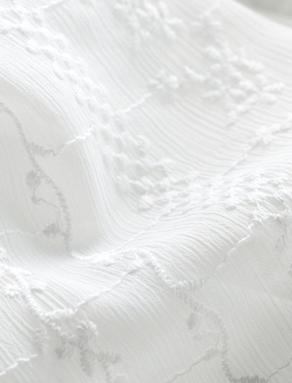 Lace Round Neck Button Front Blouse