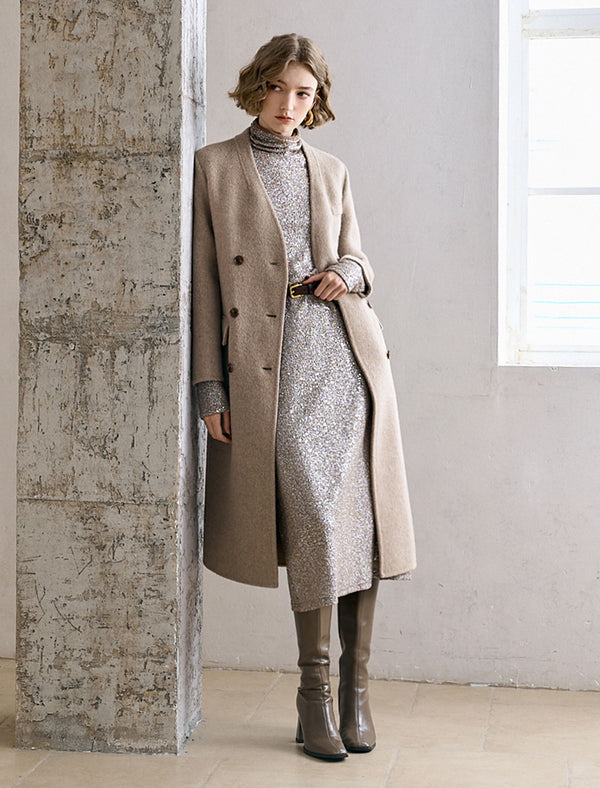 All-Over Sequin Turtleneck Midi Dress