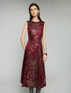 Jacquard Crewneck Sleeveless A-Line Midi Dress
