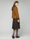 Wool Contrast-Collar Button-Front Cropped Jacket