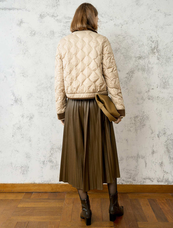 Quilted Contrast Collar And Cuffs Down Jacket