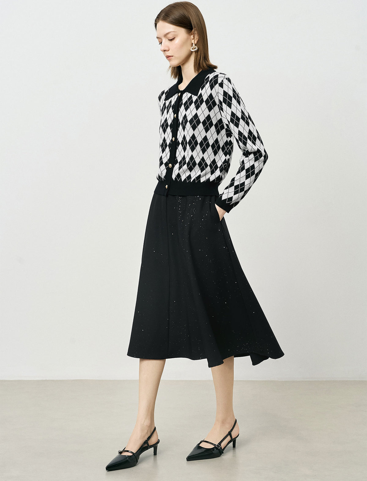 A-Line Sparkle Detail Midi Skirt