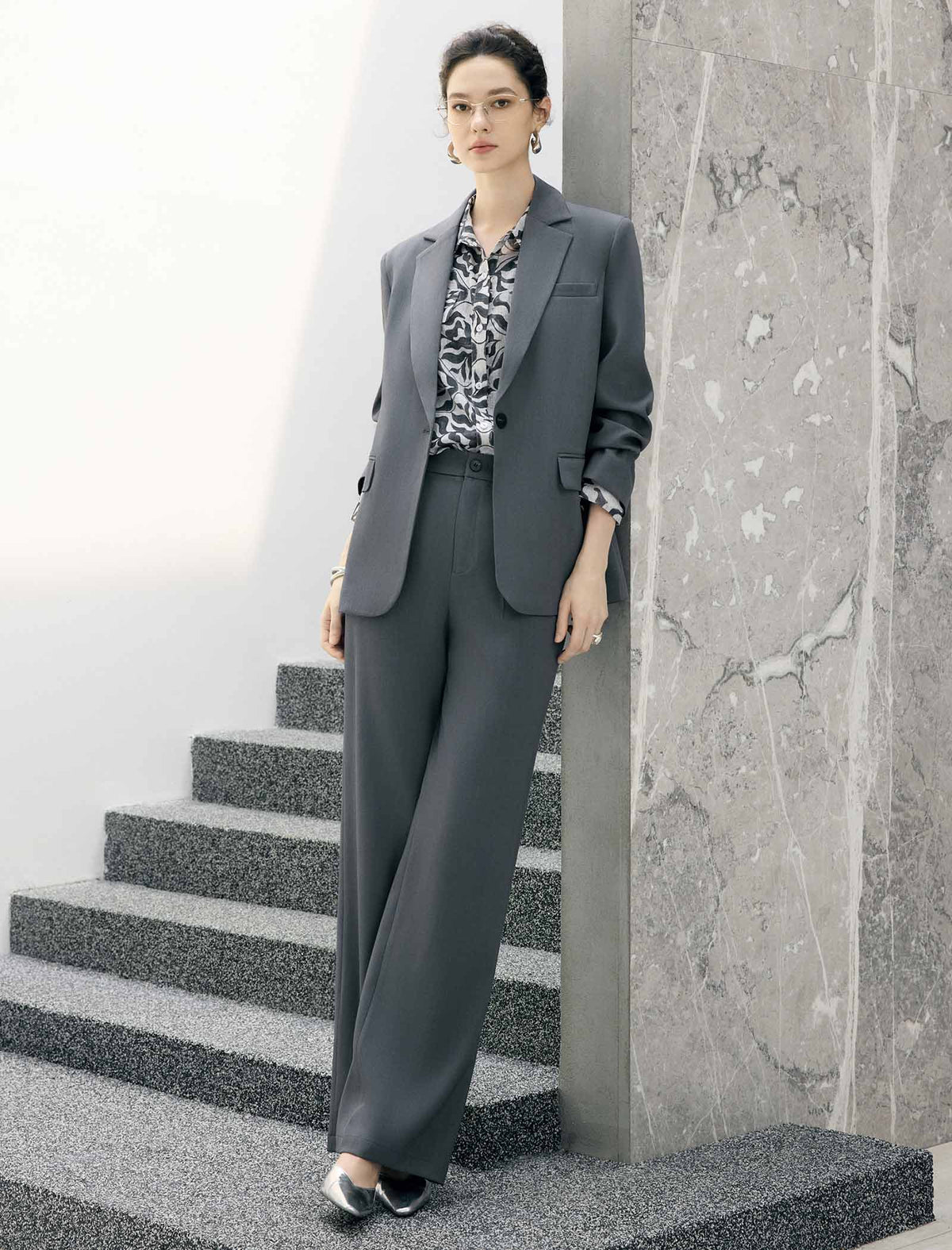 High Waist Wide Leg Full Length Trousers
